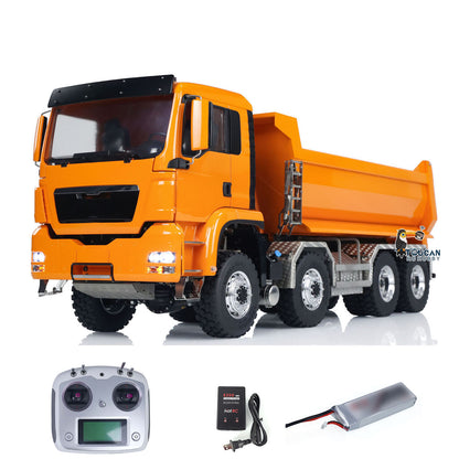 LESU 8x8 Hydraulic RC Dump Truck 1/14 RTR Metal Radio Control Tipper Car Model Assembled and Painted LED Light Sound System