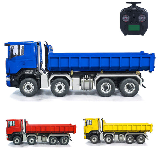 1/14 8x8 RC Hydraulic Full Dump Truck Roll On Off Dumper Trucks 3-speed Transmission Differential Lock Axles Motor Servo ESC