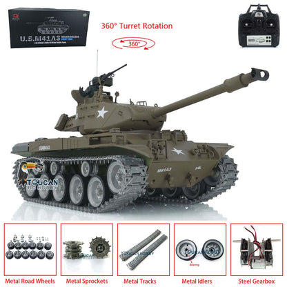 US STOCK Henglong 1/16 7.0 Customized Walker Bulldog RTR RC Tank 3839 Remote Controlled Model Smoking 360 Degree Full Metal Road Wheels