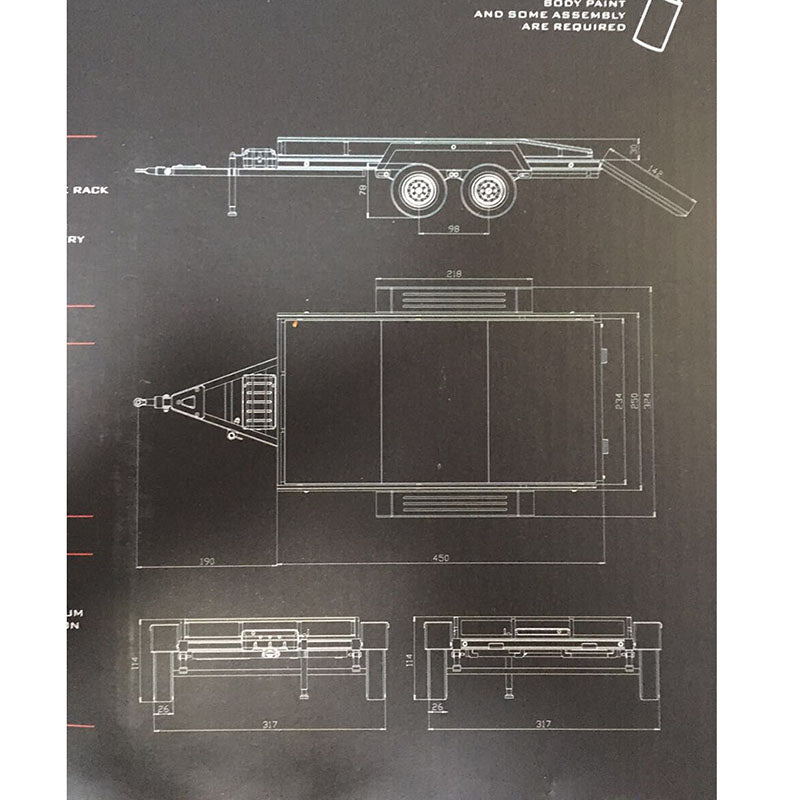 CROSS RC 1/12 T835 CNC Metal Trailer KIT Car for 6*6 8*8 Tractor Model 90100033 Unassembled Upainted DIY Model