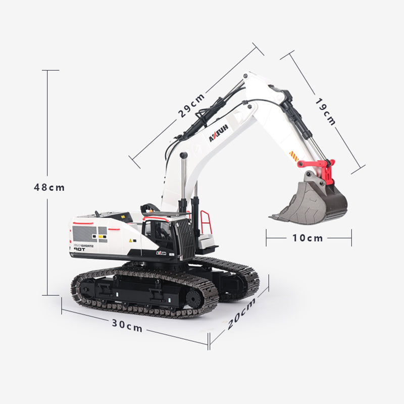 1 14 HUINA RC Metal Excavator Ready to Run Toys 1594 Radio Lights Sound Battery 22CH Sound W Bucket Drill Round Wood Garb Gifts