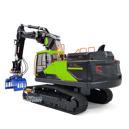 MTM 1/14 EC380 10CH Tracked RC Hydraulic Excavator 3 Arms Digger Grab AT9S Remote Controller Metal Heavy Machine Model