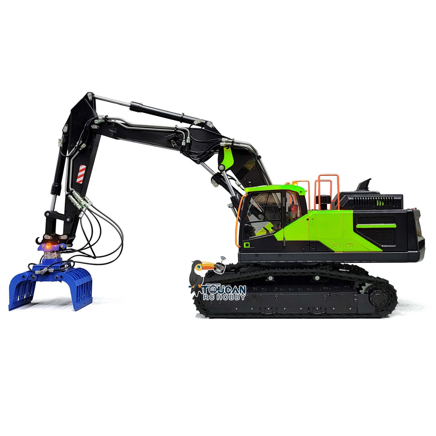 MTM 1/14 EC380 10CH Tracked RC Hydraulic Excavator 3 Arms Digger Grab AT9S Remote Controller Metal Heavy Machine Model