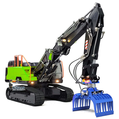 MTM 1/14 EC380 10CH Tracked RC Hydraulic Excavator 3 Arms Digger Grab AT9S Remote Controller Metal Heavy Machine Model