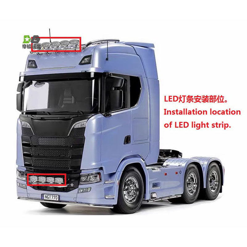 LED Roof Light Spotlights Lamp Electric Rear Tow Hook Pintle Hitch for 770S 1/14 RC Tractor Car 56368 56371 Parts