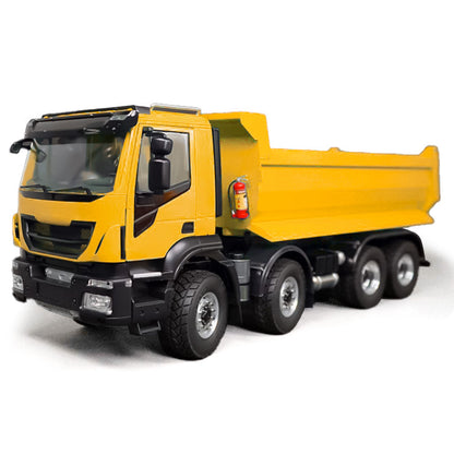 1/14 8x4 Hydraulic RC Dumper Car Metal Radio Controlled Tipper Truck Light Sound 2-speed Transmission 67x18.5x25cm