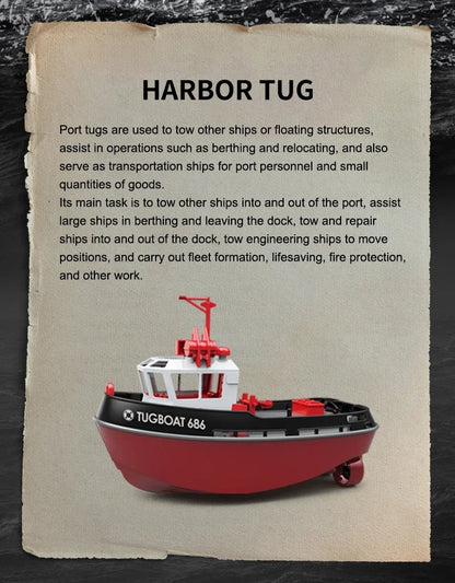 1/72 Heng Long 2.4G Plastic RC Tugboat Remote Control Towboat Powerful Dual Motor Simulation Electric Model RTR 23x10x15cm