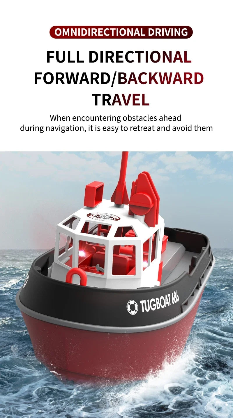 1/72 Heng Long 2.4G Plastic RC Tugboat Remote Control Towboat Powerful Dual Motor Simulation Electric Model RTR 23x10x15cm