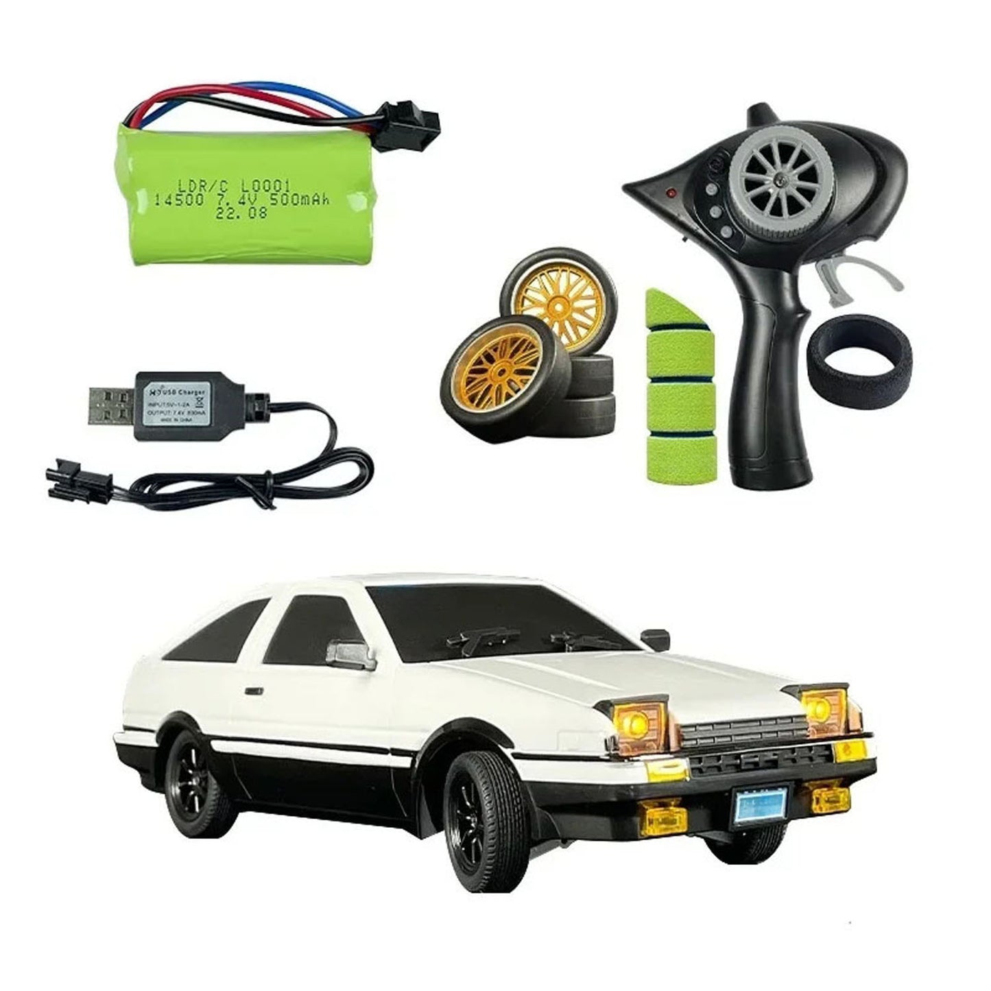 LDRC LD1801 1/18 Scale RC Drift Car RWD AE86 Racing Vehicles Flip Light Gyroscope High Speed DIY Model Ready to Run