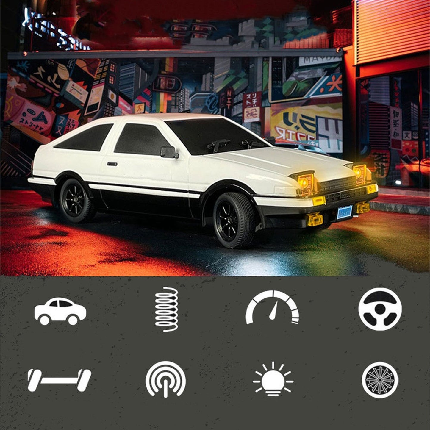 LDRC LD1801 1/18 Scale RC Drift Car RWD AE86 Racing Vehicles Flip Light Gyroscope High Speed DIY Model Ready to Run