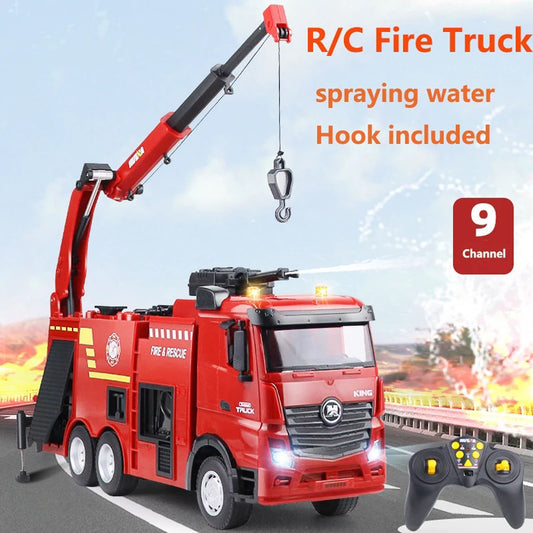 HUINA 1/18 1362 2.4G 9CH RC Fire Fighting Truck Model Remote Control Sprinkler Car Toy 41.6*11.6*27.4cm Assembled and Painted