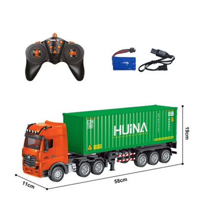 Huina 1317 1/18 RC Tractor Car Container Trailer Truck 9CH Remote Control Cars Assembled and Painted 58*11*19cm