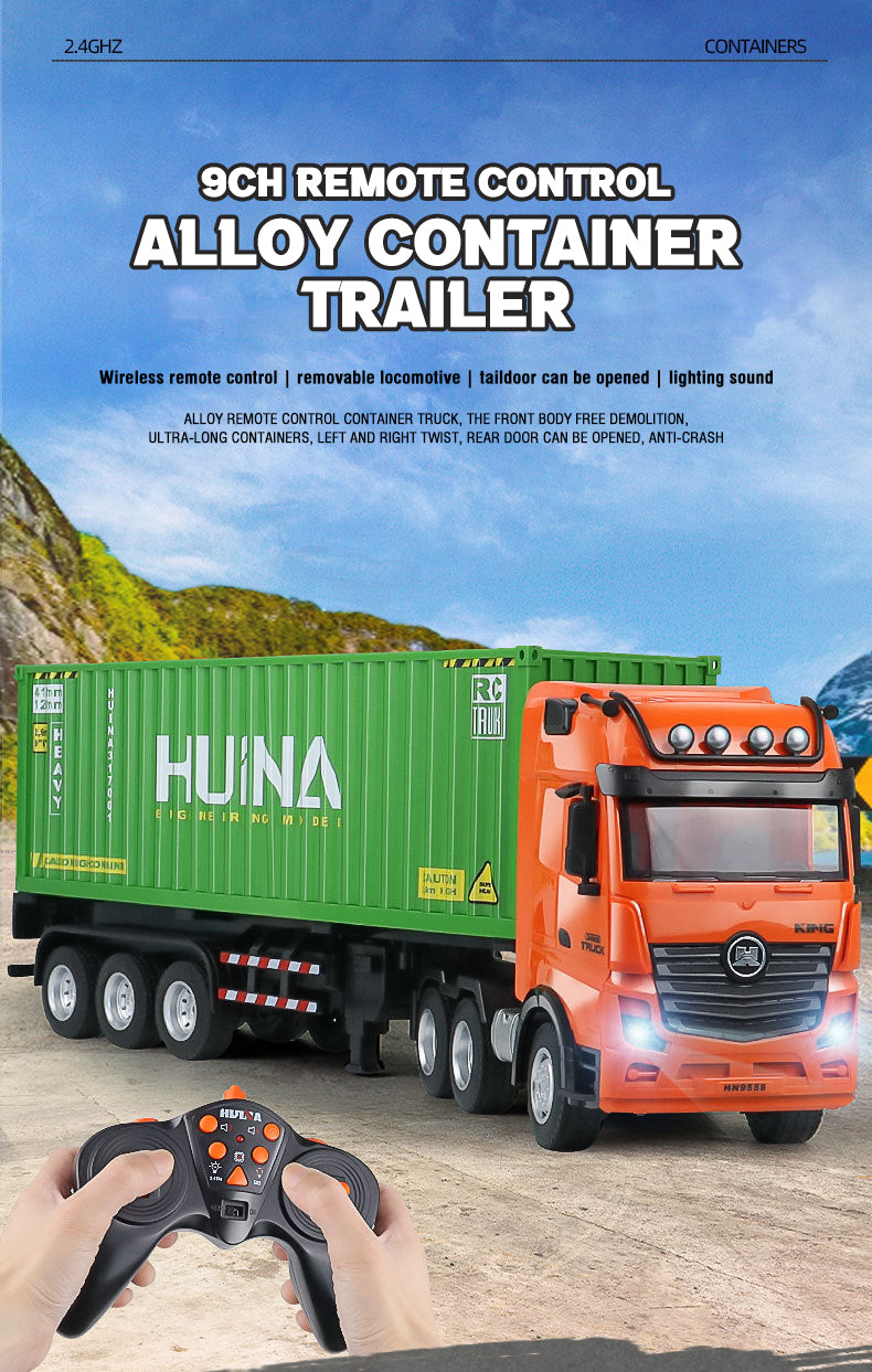 Huina 1317 1/18 RC Tractor Car Container Trailer Truck 9CH Remote Control Cars Assembled and Painted 58*11*19cm