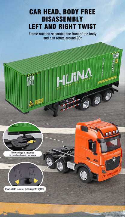 Huina 1317 1/18 RC Tractor Car Container Trailer Truck 9CH Remote Control Cars Assembled and Painted 58*11*19cm