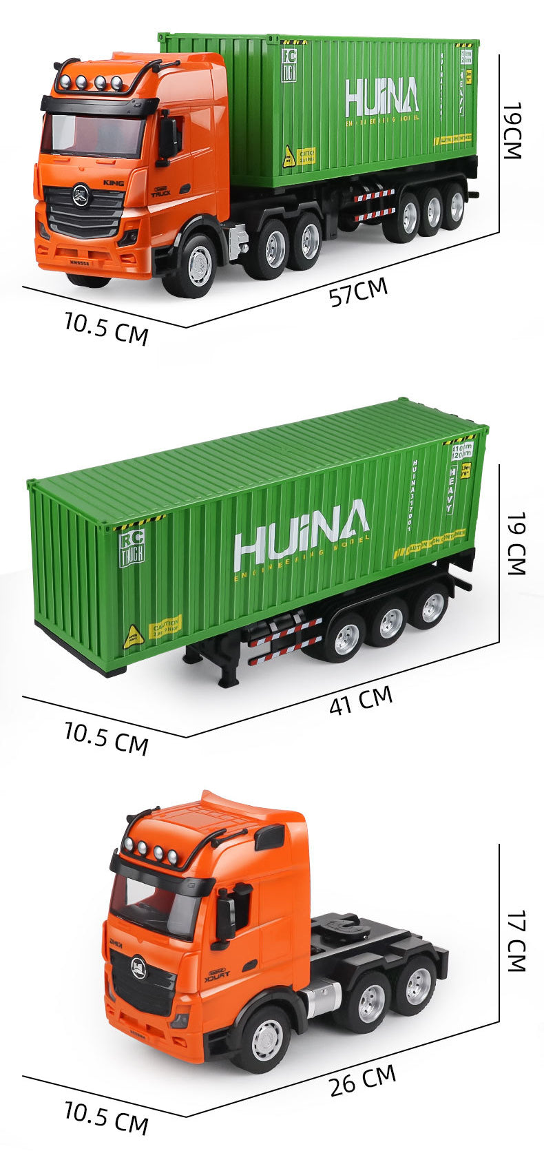 Huina 1317 1/18 RC Tractor Car Container Trailer Truck 9CH Remote Control Cars Assembled and Painted 58*11*19cm