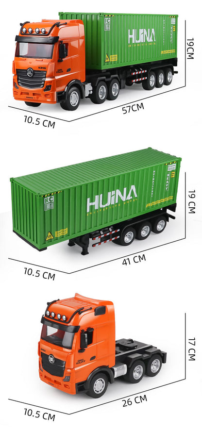 Huina 1317 1/18 RC Tractor Car Container Trailer Truck 9CH Remote Control Cars Assembled and Painted 58*11*19cm