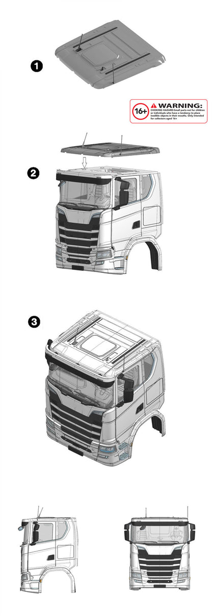 Plastic Low-top Roof Shell for DIY 1/14 Tamiya 770S RC Tractor Truck 56371 56368