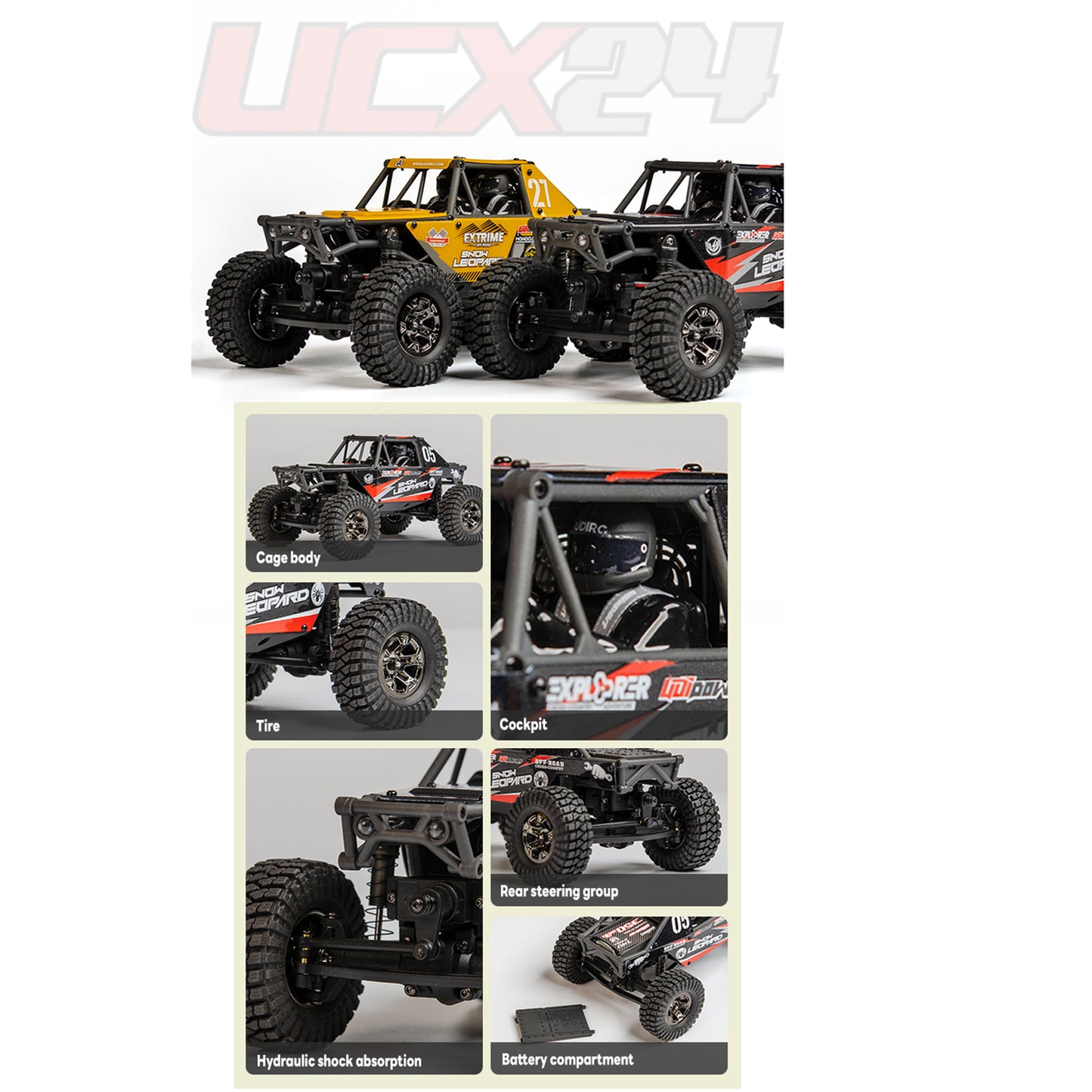 UdiRC UCX2405PRO 1/24 2.4G 4WD RC Rock Crawler Brushless Motor ESC Radio Controlled Off-Road Vehicles RTR Model Car Toys Battery