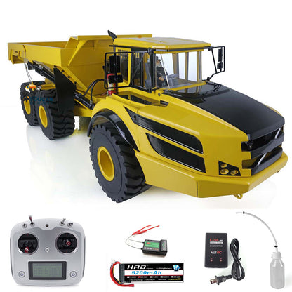 XDRC 1:14 Scale 6*6 Metal Hydraulic Dumper Truck Radio Controlled A40G Articulated Truck Dumper Tipper RTR RC Model W/ Sound Light