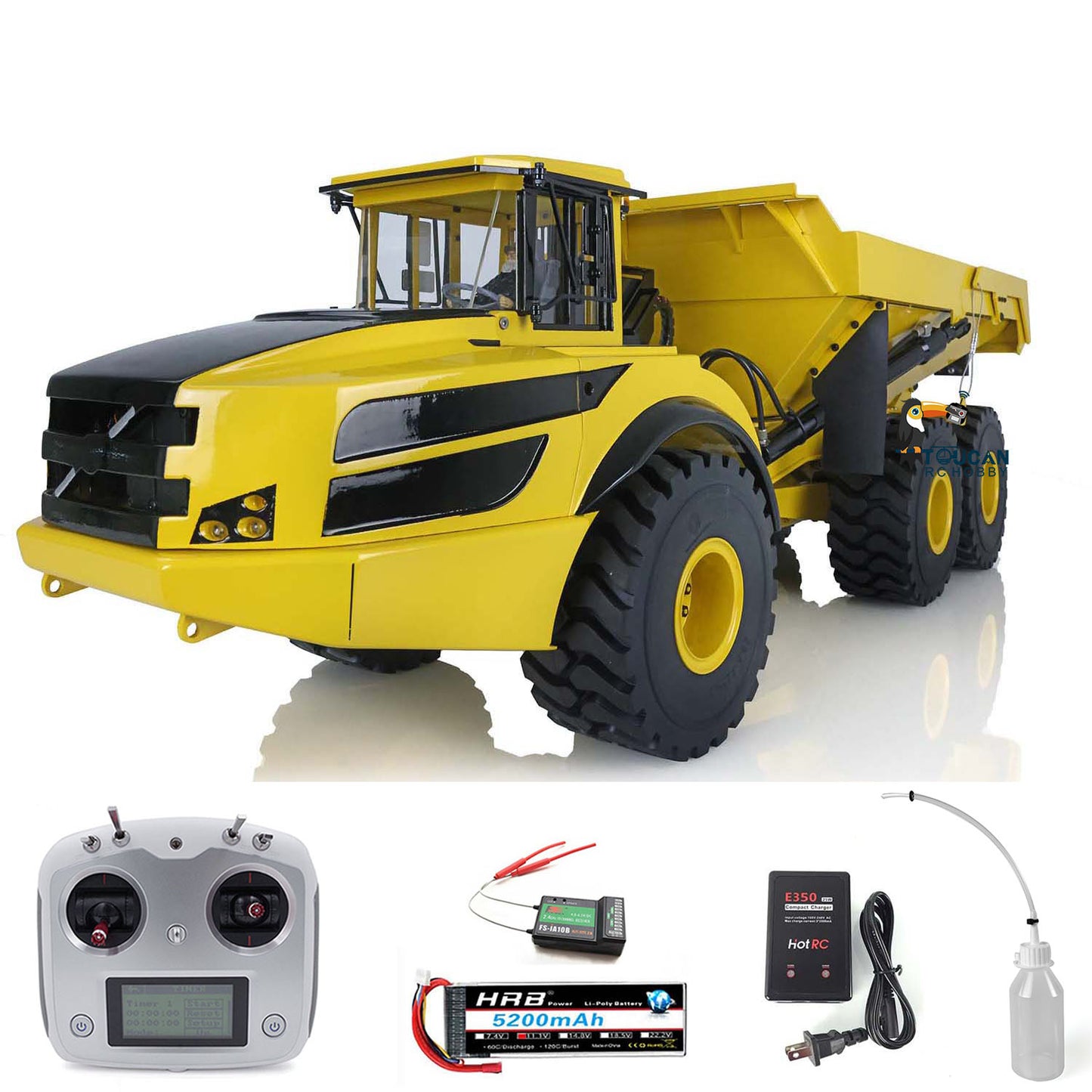 XDRC 1:14 Scale 6*6 Metal Hydraulic Dumper Truck Radio Controlled A40G Articulated Truck Dumper Tipper RTR RC Model W/ Sound Light