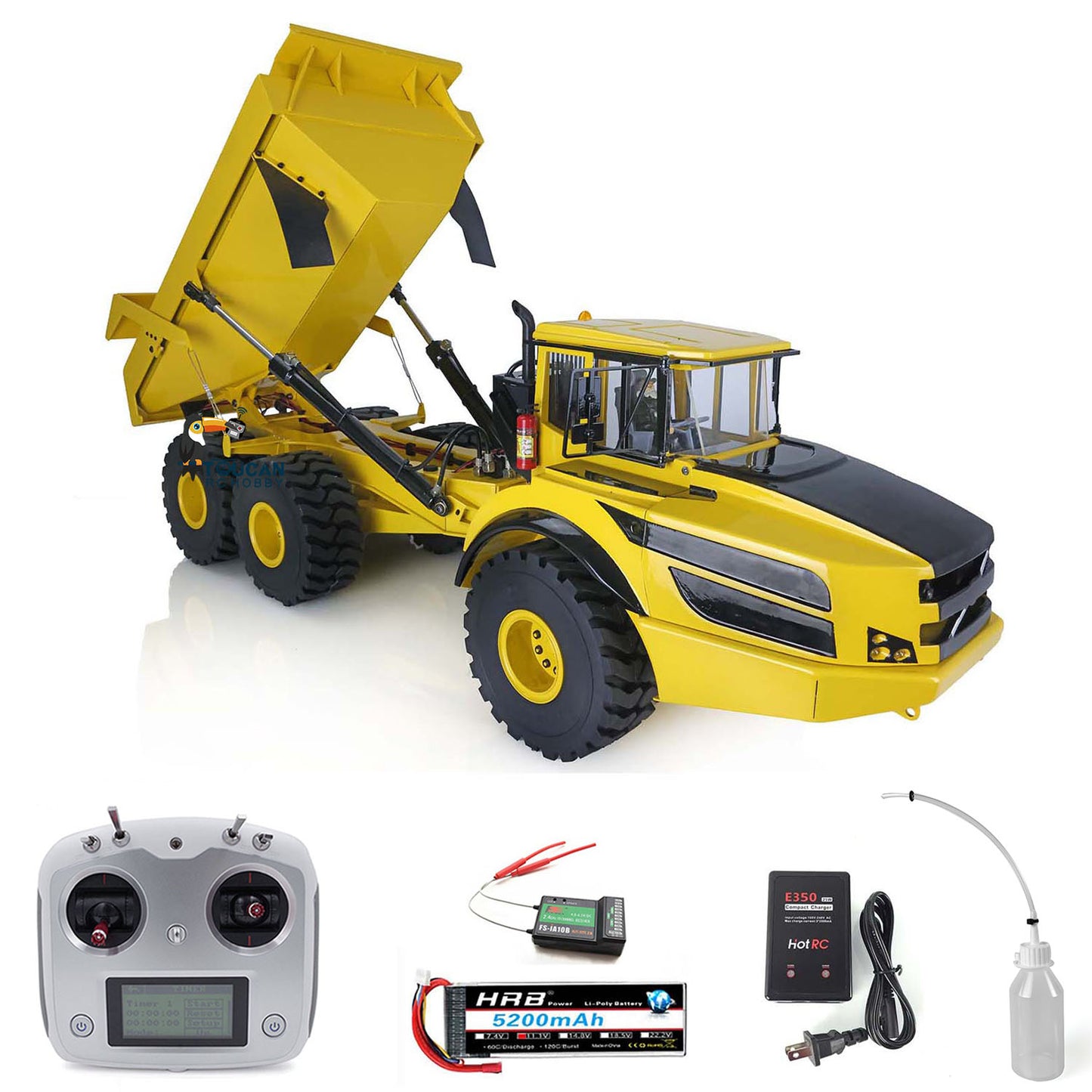 XDRC 1:14 Scale 6*6 Metal Hydraulic Dumper Truck Radio Controlled A40G Articulated Truck Dumper Tipper RTR RC Model W/ Sound Light