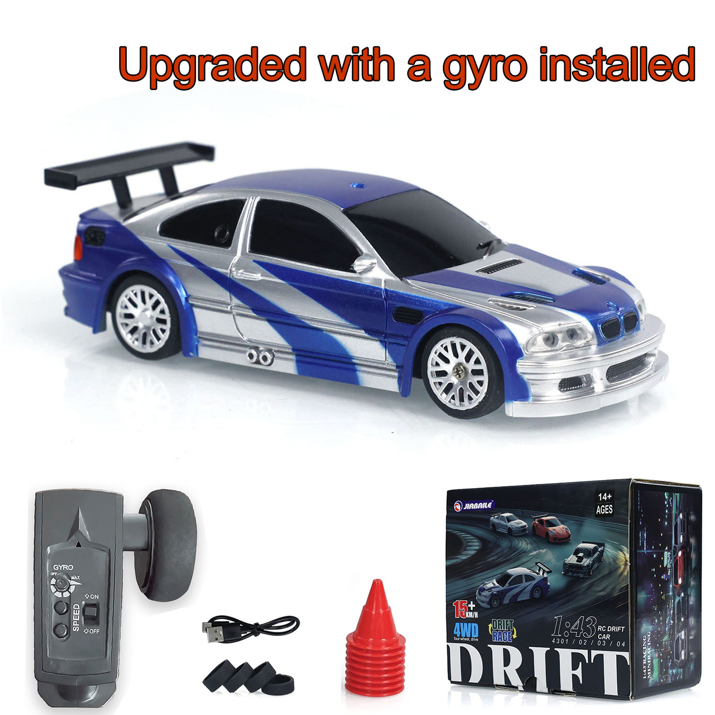 1/43 4*4 RTR 4WD RC Race Car Gyro Fully Proportional Control Speed Mini Car Toy  Traffic Cones