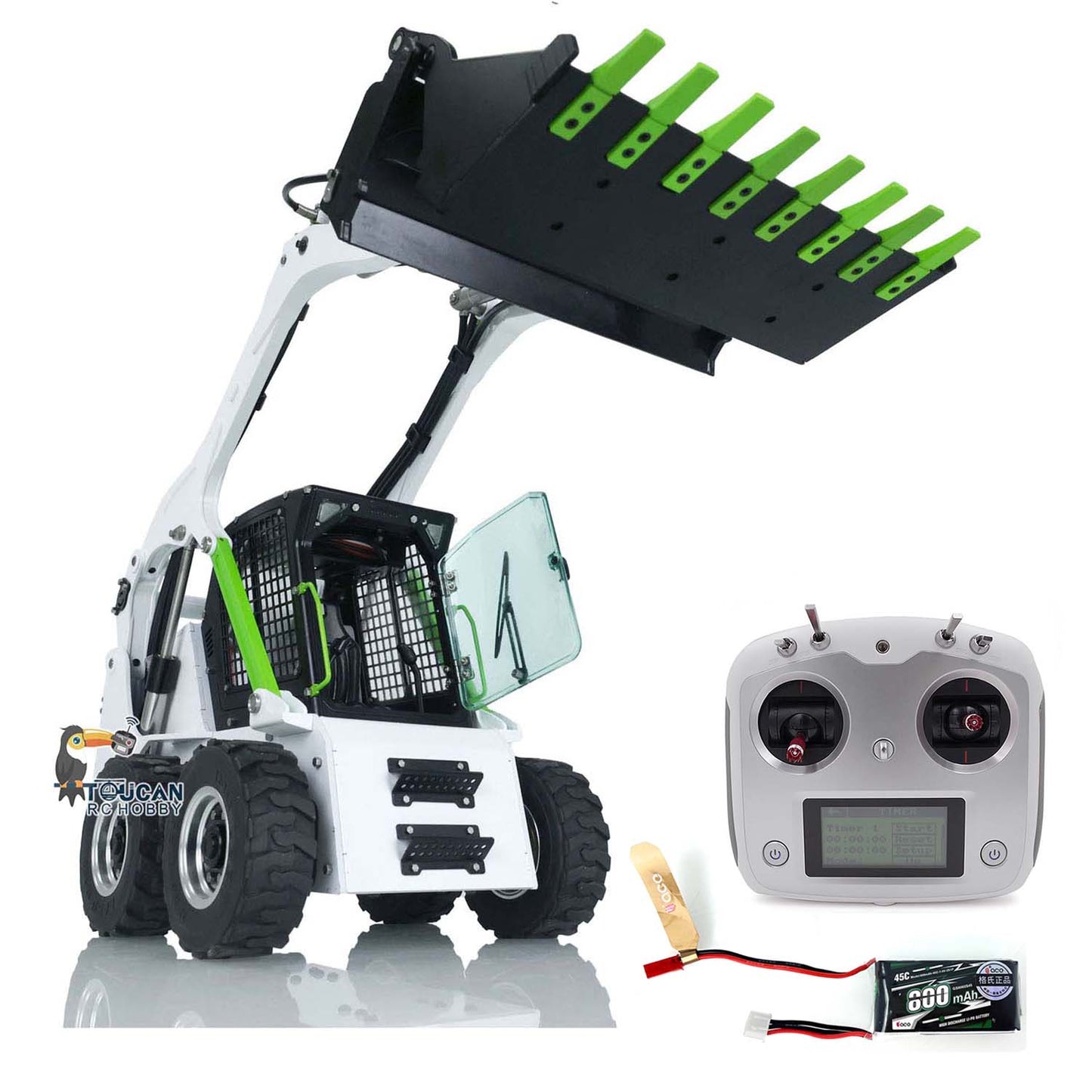 US STOCK LESU 1/14 Wheeled Skid-Steer Loader Hydraulic RC Loader Aoue LT5H I6S Radio Controller Remote Control Construction Vehicles RTR Battery