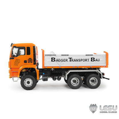 LESU TGS 1/14 RC Hydraulic Dump Truck 6x6 Metal Remote Control Dumper Car Model Three-Way Dumping Emulated Tipper Hobby Models