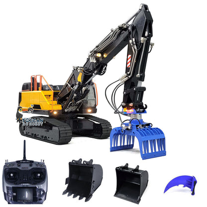 MTM 1/14 EC380 10CH Tracked RC Hydraulic Excavator 3 Arms Digger Grab AT9S Remote Controller Metal Heavy Machine Model