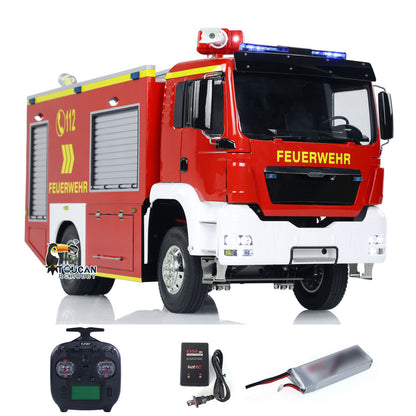 4x2 RC Fire Fighting Truck 1:14 2-speed Transmission Radio Control Fire Vehicles Assembled and Painted Sound Light System