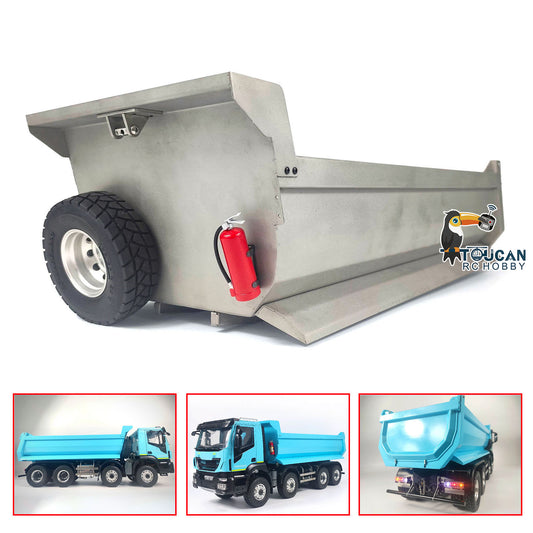 Metal U-shaped Bucket with Cover for 1/14 8x8 Remote Control Dumper RC Hydraulic Dump Truck