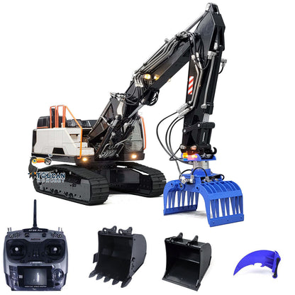 MTM 1/14 EC380 10CH Tracked RC Hydraulic Excavator 3 Arms Digger Grab AT9S Remote Controller Metal Heavy Machine Model