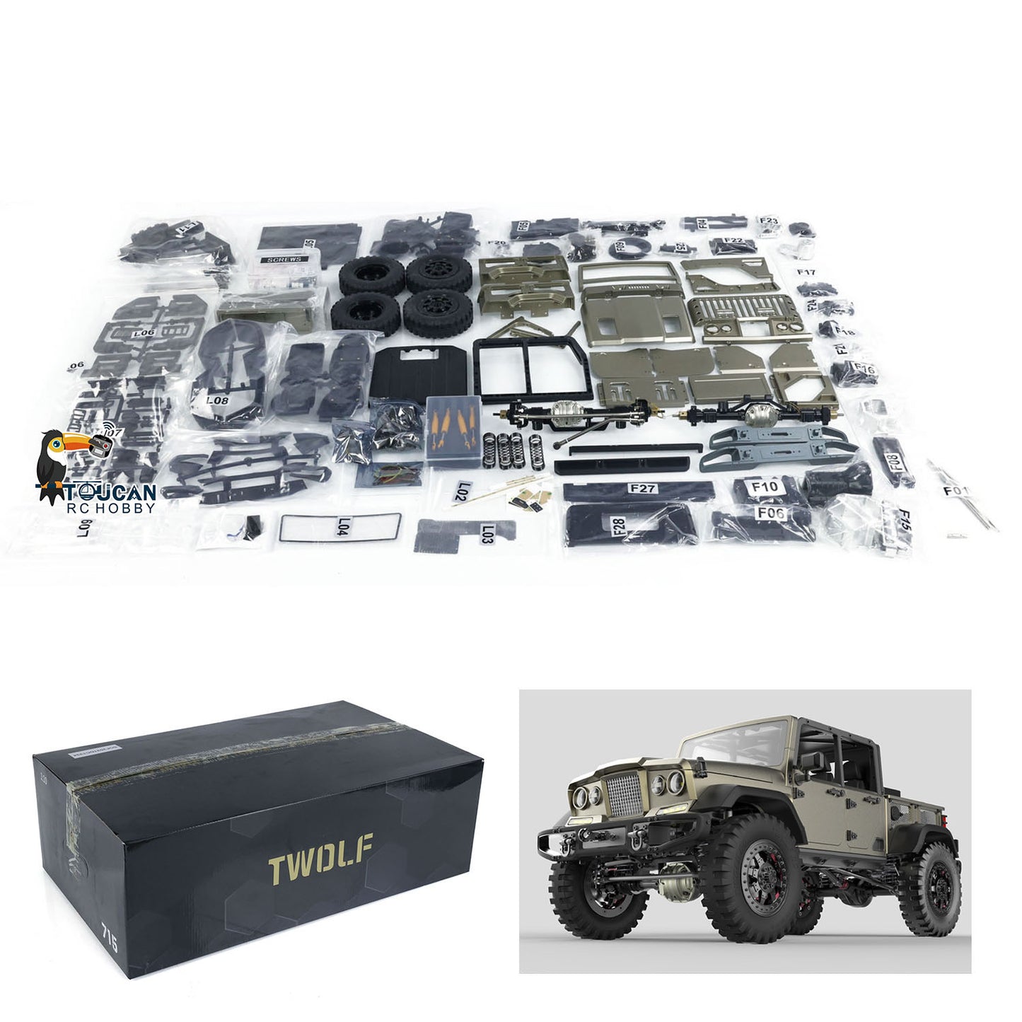 IN STOCK TWOLF 1:10 TW-715 RC Off-road Vehicles Remote Control Crawler Car Full Metal CNC KIT Version Unpainted Unassembled