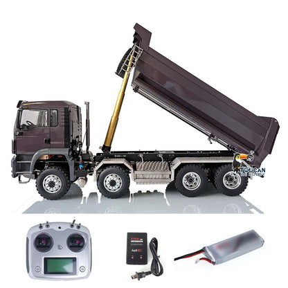 LESU 8x8 Hydraulic RC Dump Truck 1/14 RTR Metal Radio Control Tipper Car Model Assembled and Painted LED Light Sound System