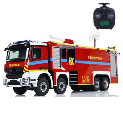 1/14 RC Fire Fighting Truck 8x8 Radio Control Fire Car Light Sound Metal Chassis Assembled and Painted Motor ESC Servo