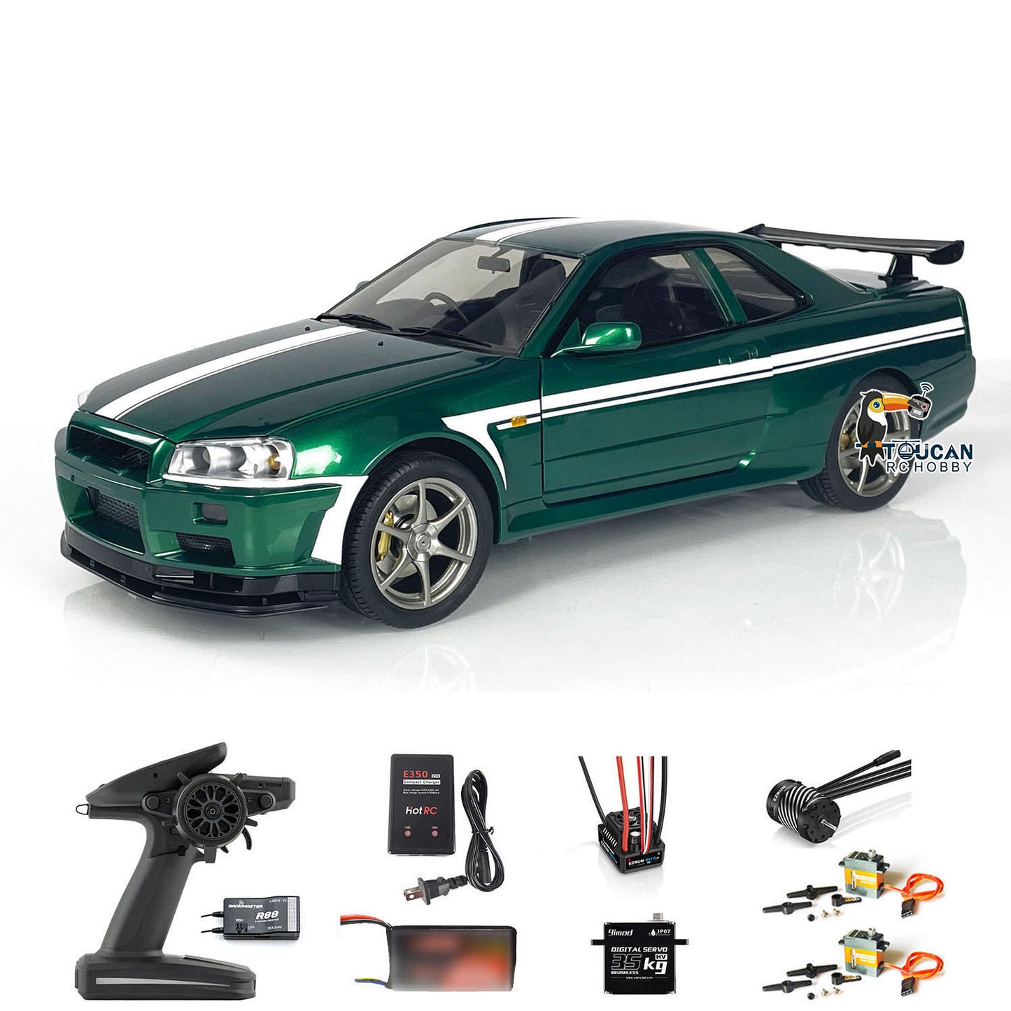 IN STOCK Customized Capo R34 4*4 1/8 Metal RC Roadster Cars Remote Control Drift Racing Vehicle Model Upgraded Version Brushless Motor Light System