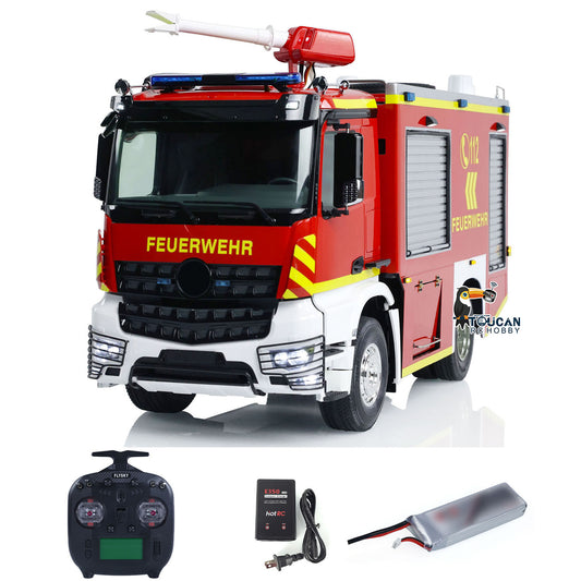1/14 RC Fire Fighting Truck 4x2 Electric Car Wireless Control Fire Vehicle Assembled and Painted Model Water Spray