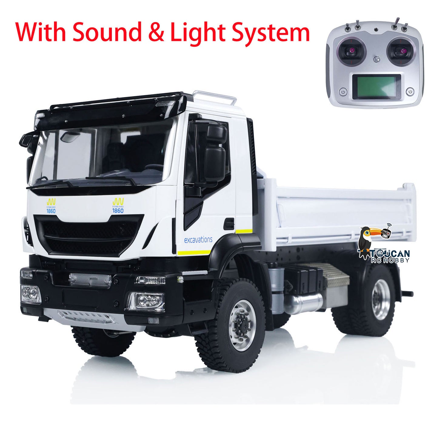 4*4 Metal 1/14 RC Hydraulic Dumper Truck Snow Blade Remote Control Tipper Cars Sound Light LED Assembled and Painted ESC Servo