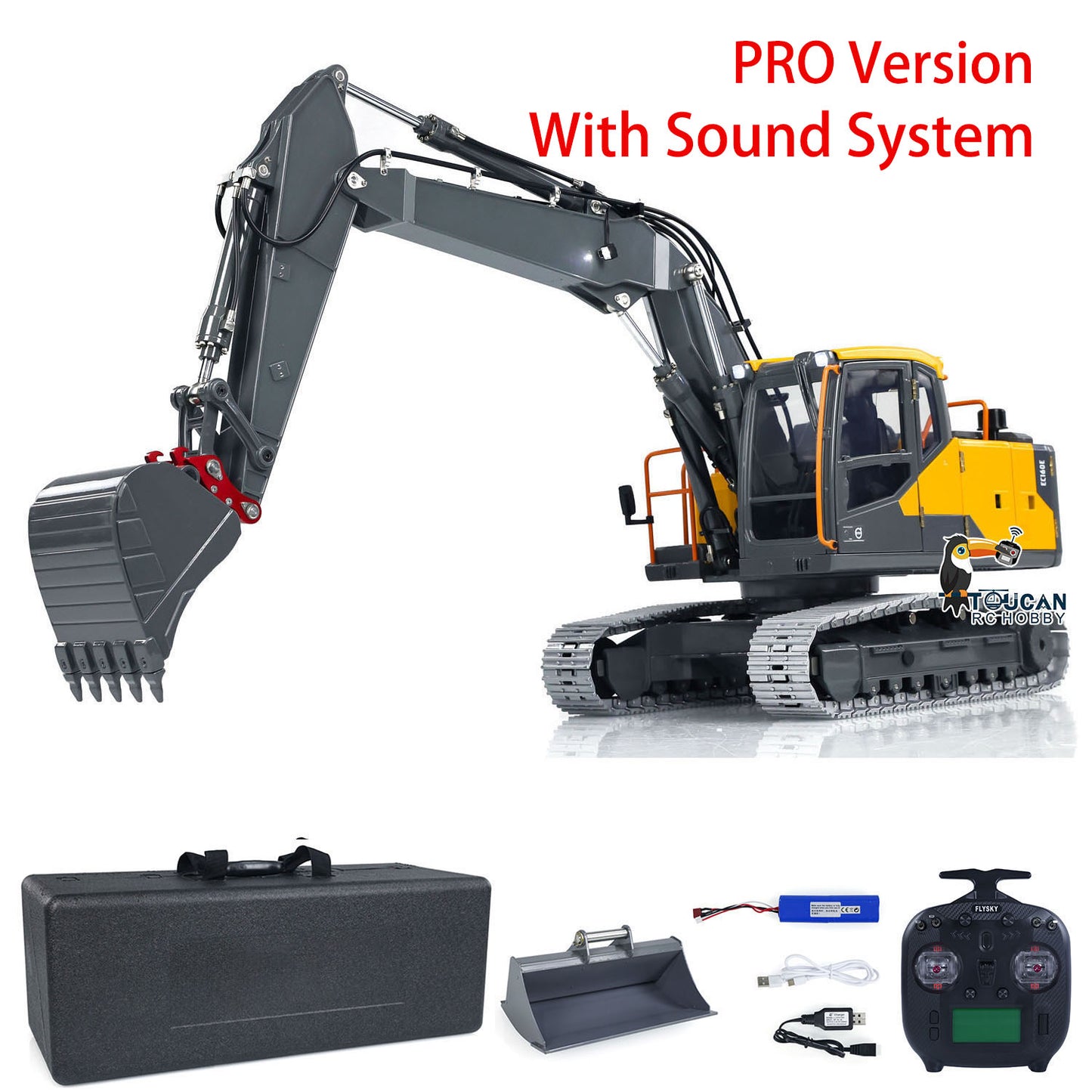 1:14 3 Arms EC160E Metal RC Hydraulic Excavator Upgraded RTR Remote Control Diggers with DIY Parts Manual Quick Release Coupler Bucket