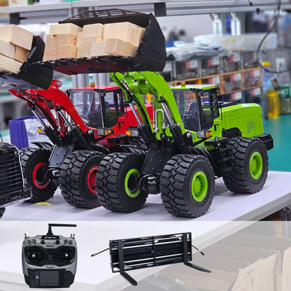 Metal 1/14 RC Hydraulic Loader WA480 Remote Control Construction Heavy Machine 2-speed Model AT9S Radio System Fork Quick Coupler