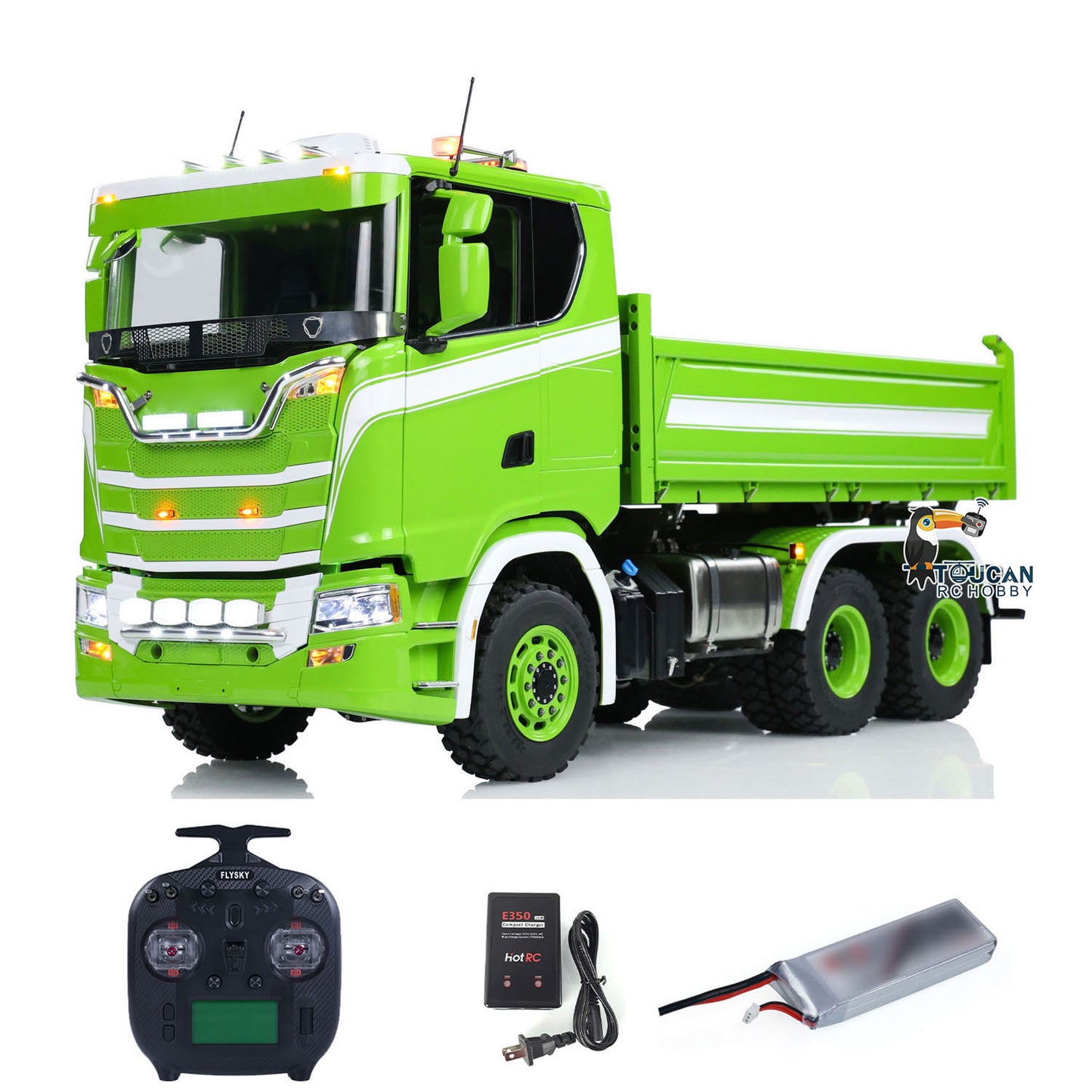 LESU 770S 1/14 6x6 RC Hydraulic Dumper Truck 3-way Remote Controlled Tipper Model Light Sound Smoke