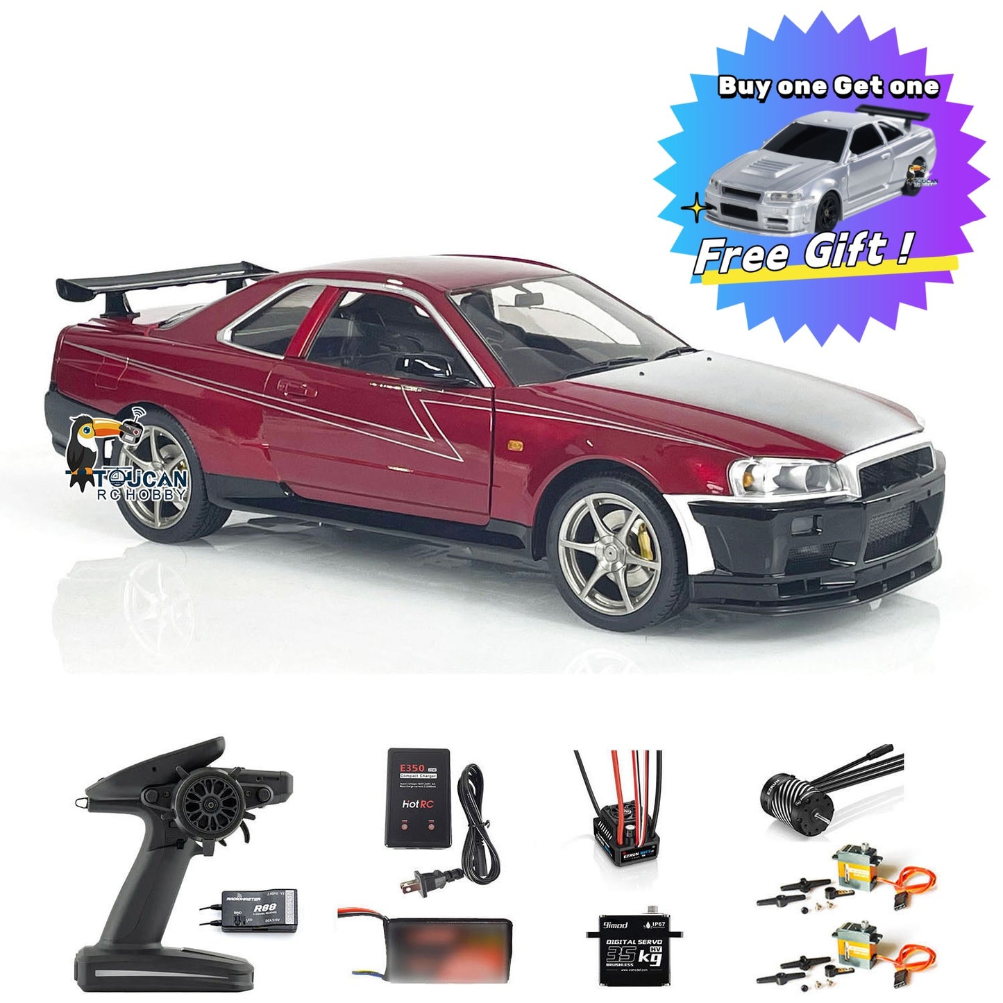 IN STOCK Capo 1/8 4x4 R34 4WD RC Roadster Racing Car Metal Radio Control Drift Vehicle RTR High Speed Top Quality Customized Painting