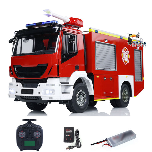 1/14 RC Fire Truck 4x2 Rescue Fire Vehicle 2-Speed Transmission Light Sound ST8 Remote Control System Emulated Car Hobby Models