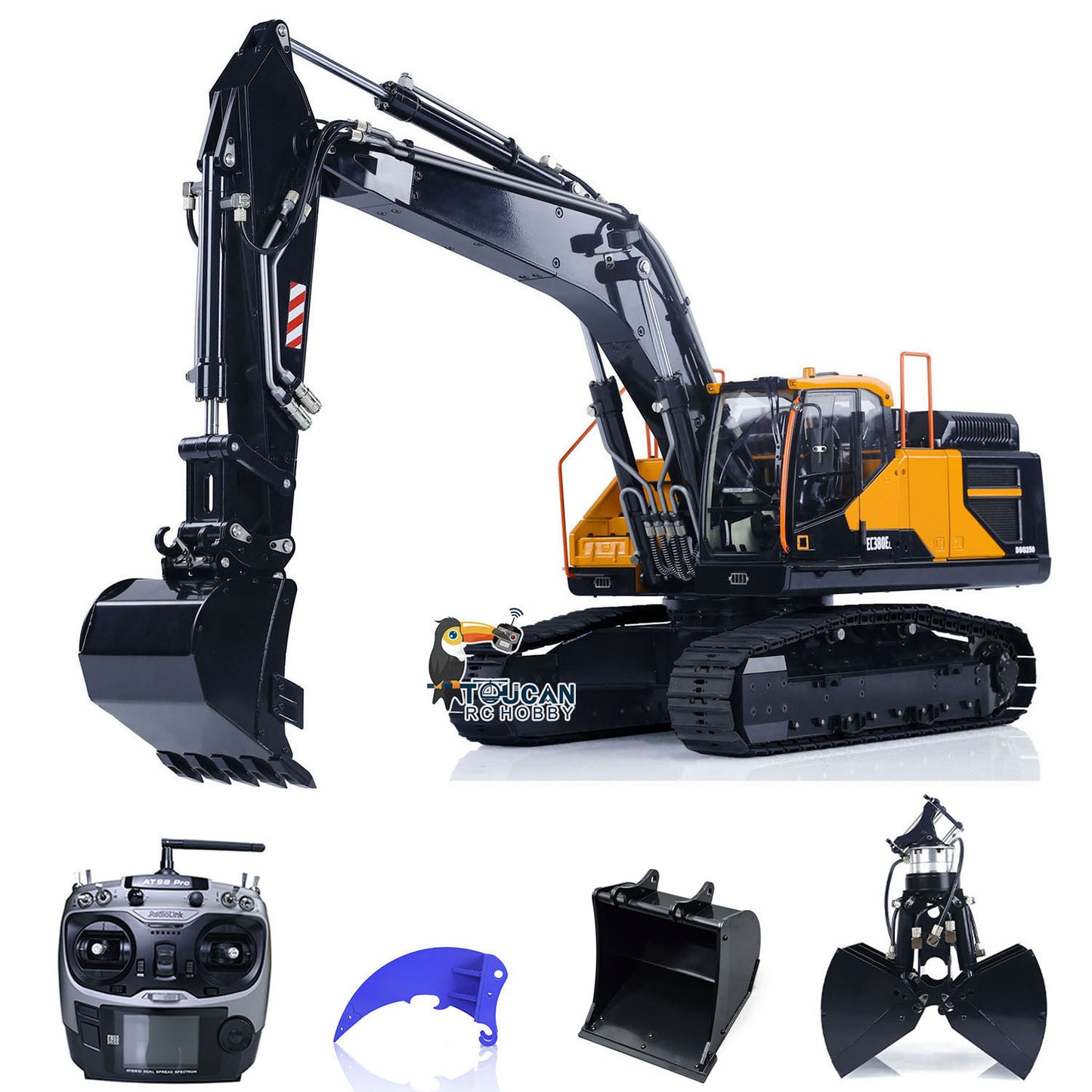 MTM Metal 1/14 2 Arms Remote Control Hydraulic Excavator EC380 RC Diggers Assembled and Painted Vehicle Car Model Heavy Machine