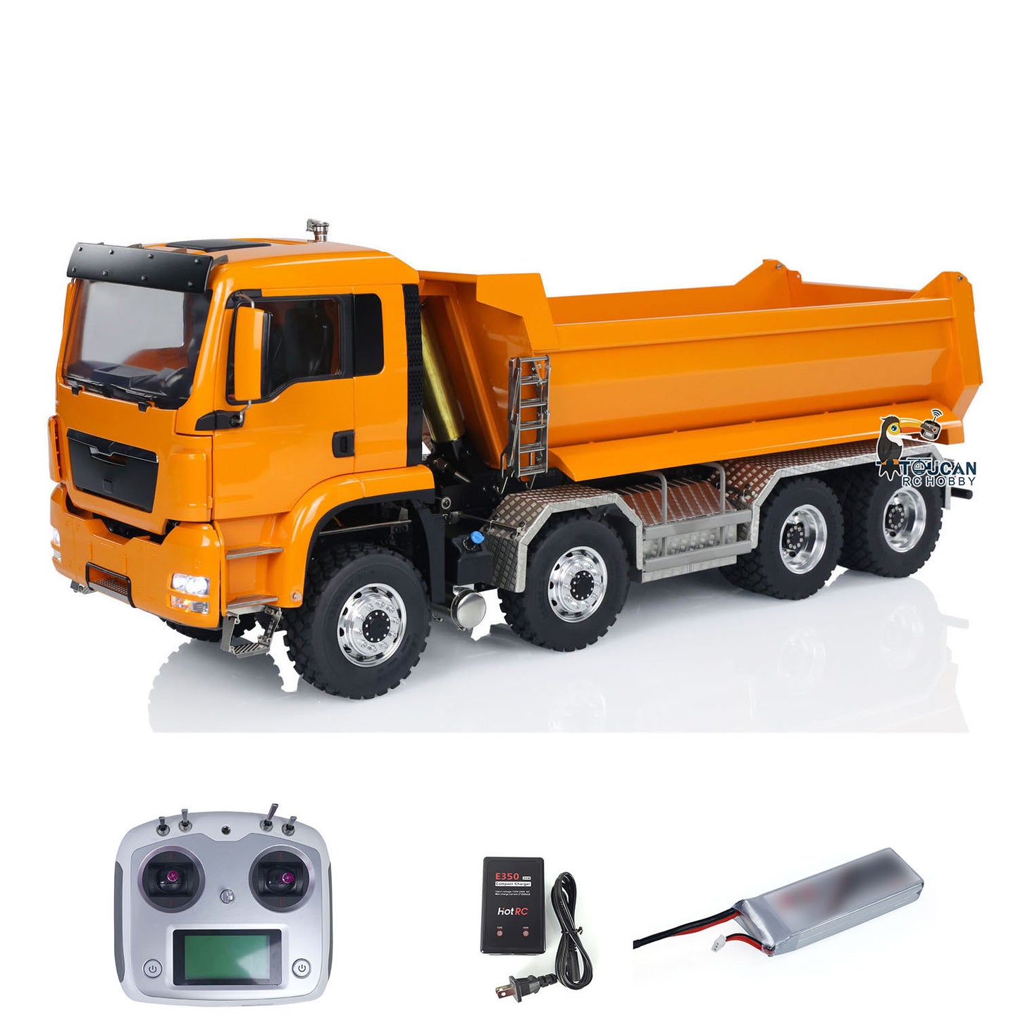 LESU 8x8 Hydraulic RC Dump Truck 1/14 RTR Metal Radio Control Tipper Car Model Assembled and Painted LED Light Sound System