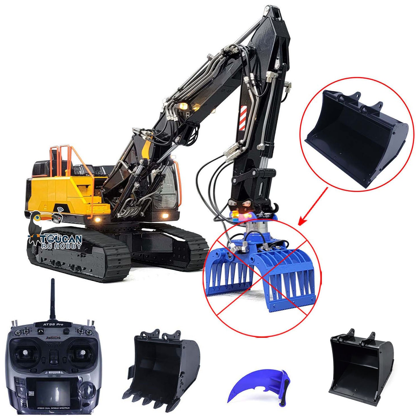 1:14 MTMODEL EC380 Metal 3 Arms Hydraulic Tracked Excavator Assembled and Painted RC Construction Vehicle Heavy Digger Machine