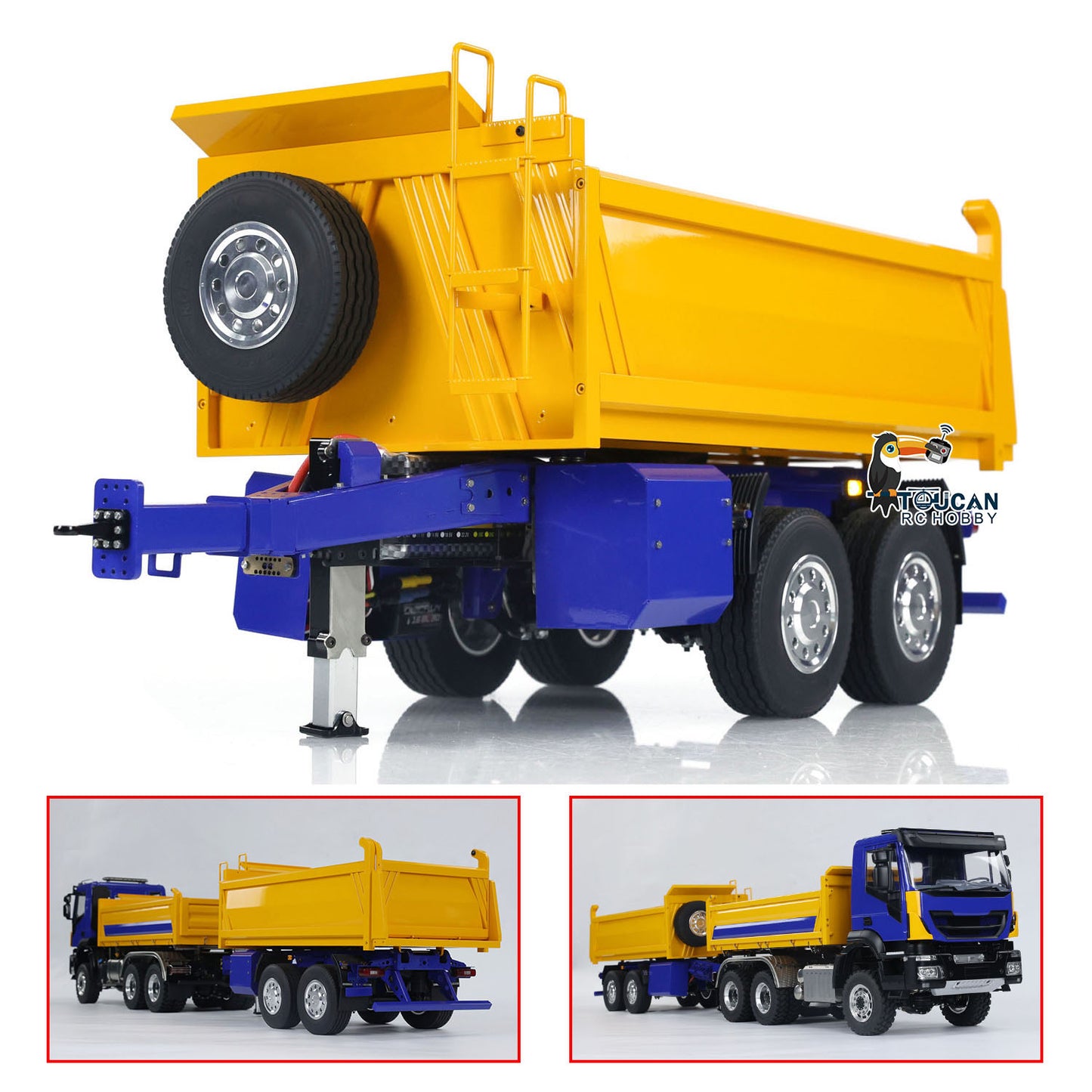 LESU Metal 1/14 2-Axle RC Hydraulic Trailers Electric Self-dumping Full Trailer