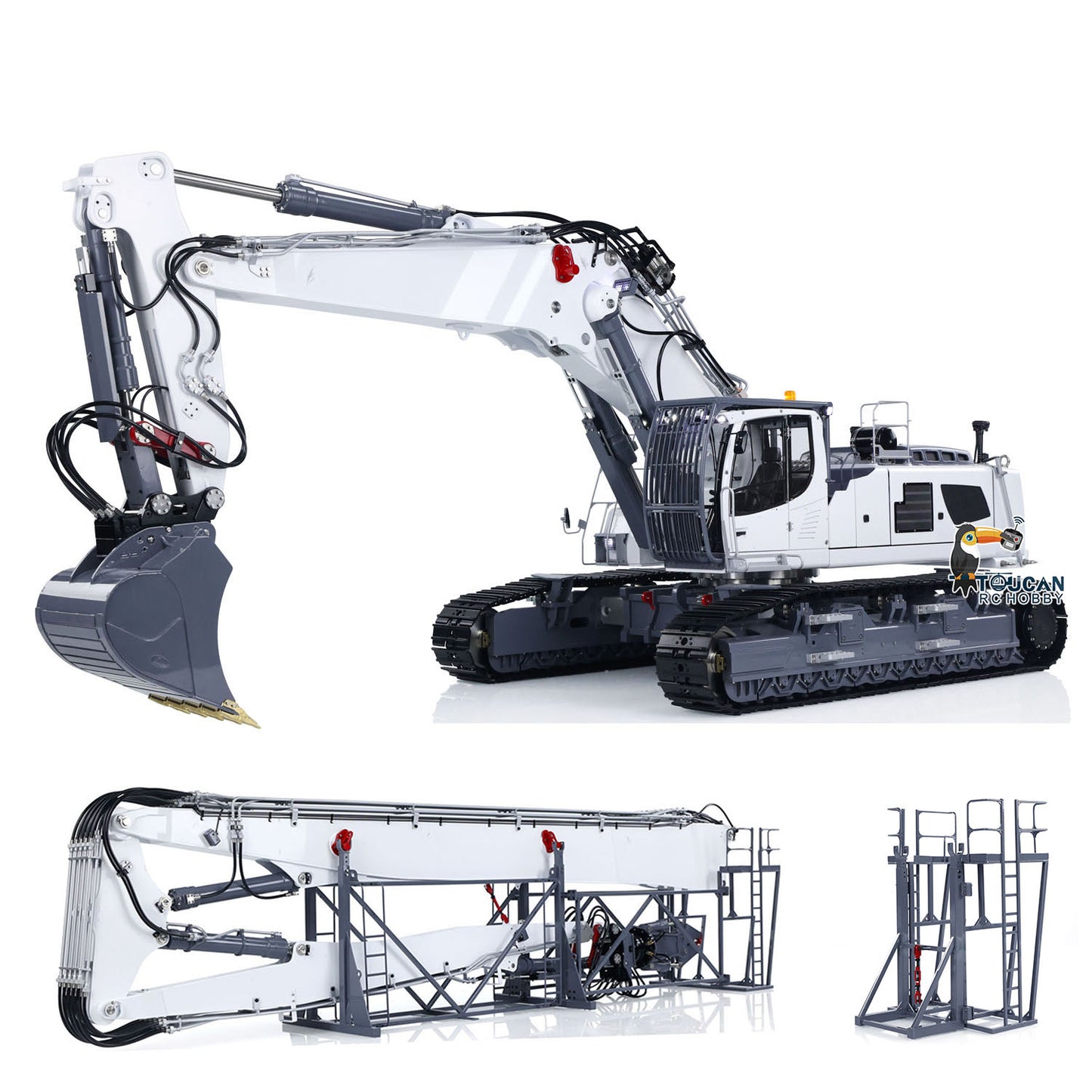 1/14 RC Full Hydraulic Excavator LESU Aoue LR960 Demolition Digging Arm Pump Lights Two Arms Digger 13CH Valve Car Model PNP