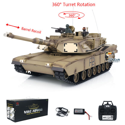 Henglong 1:16 7.0 USA M1A2 Abrams RC Tank 3918 RTR Model 360Degrees Turret Barrel Recoil Plastic Upper Hull Tracks Wheels