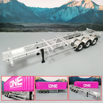 Metal Frame Trailer 3 Axles Trailers for 1/14 RC Tractor Radio Controlled Truck 40 Feet Container Assembled Models